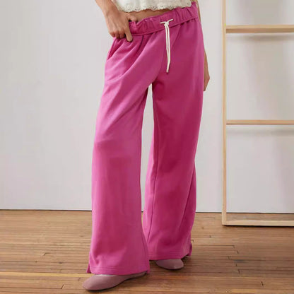 Women's wide-leg leisure trousers with elasticated waistband and drawstring NOVAE