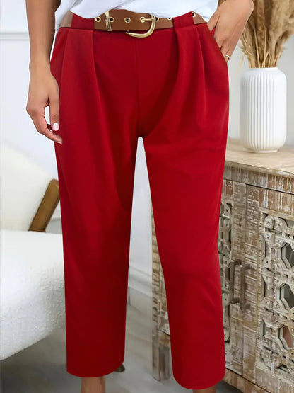 Women's elegant high-waisted trousers with decorative pleats and practical pockets NOVAE