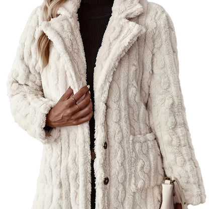 Women's soft and warm faux fur coat with button-up design NOVAE