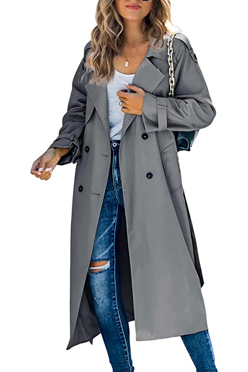 Women's trench coat in lightweight, breathable fabric with double-breasted button fastening and side pockets NOVAE