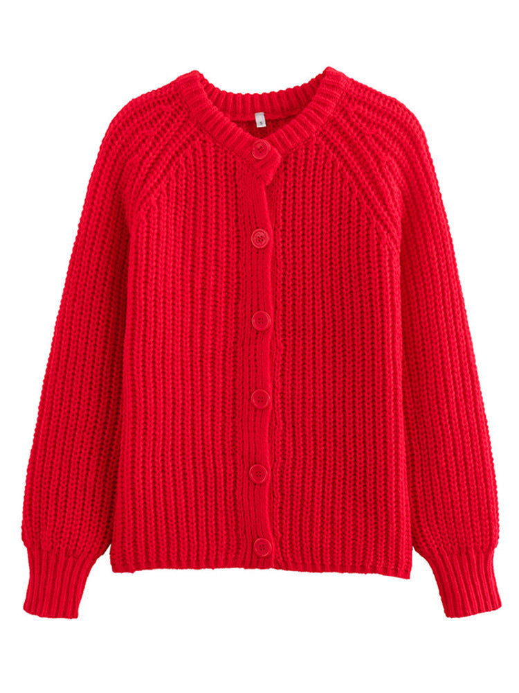 Women's cardigan with classic button placket and raglan sleeves NOVAE