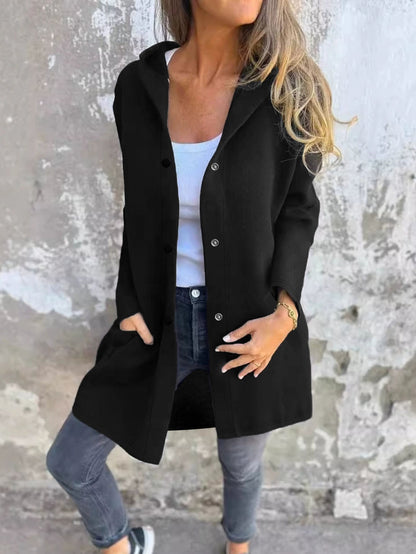 Women's Casual Jacket with Hood and Button Closure NOVAE