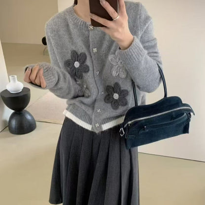 Women's cardigan with floral appliqués and button details NOVAE