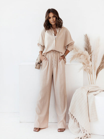 Women's Casual Two-Piece Set with Wide-Cut Top and Loose-Fitting Trousers NOVAE