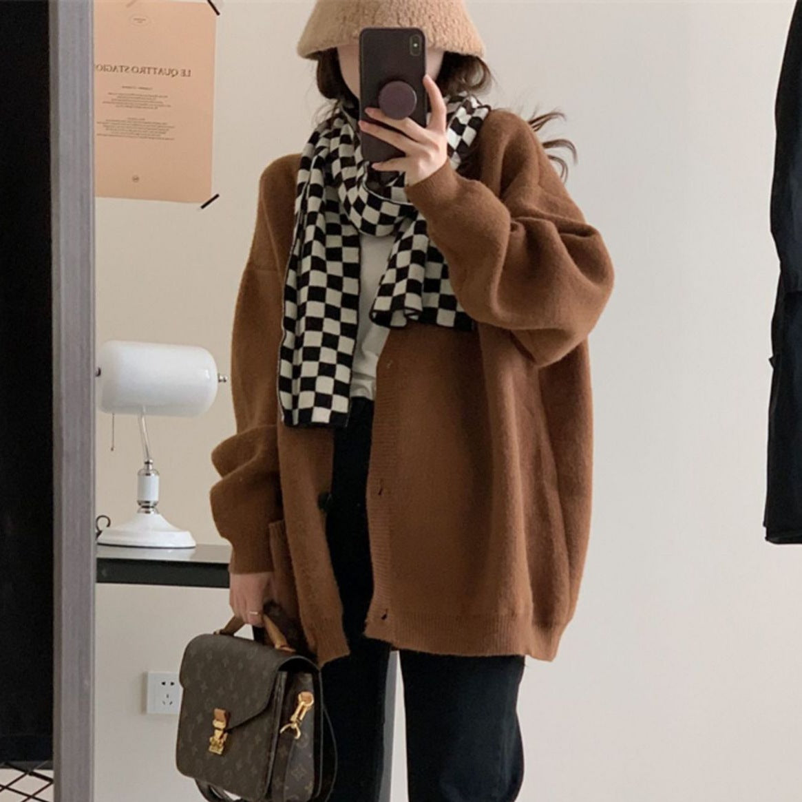 Women's cozy cardigan with wide sleeves and practical pockets NOVAE