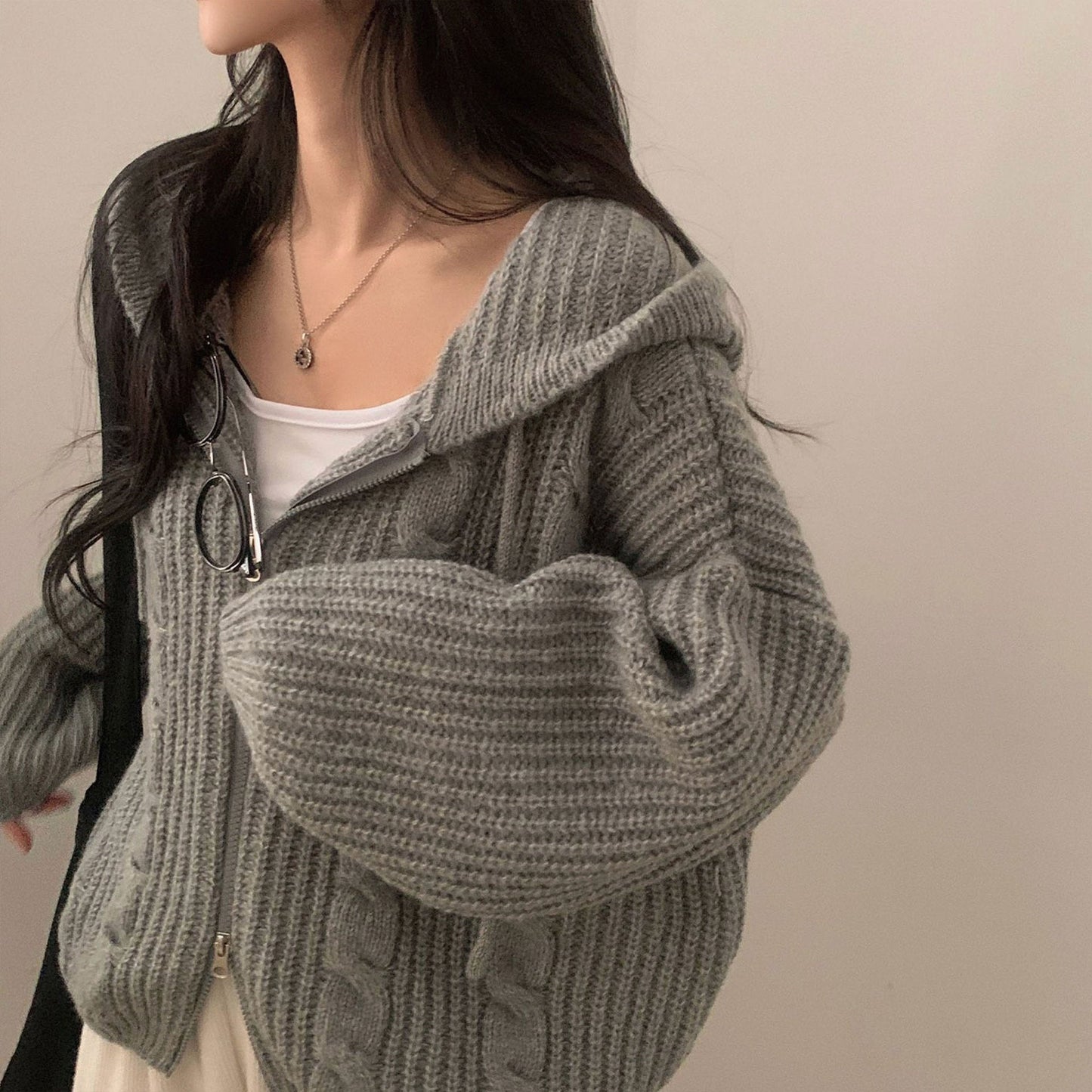 Women's Comfortable Hooded Cardigan with Zipper NOVAE