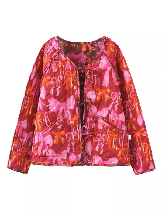 Women's quilted jacket with playful bow pattern NOVAE