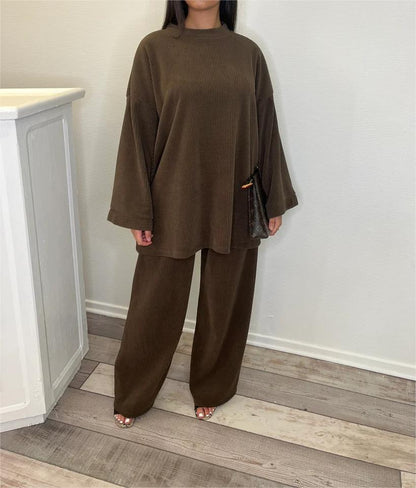 Women's Comfortable and Stylish Ribbed Knit Lounge Set NOVAE