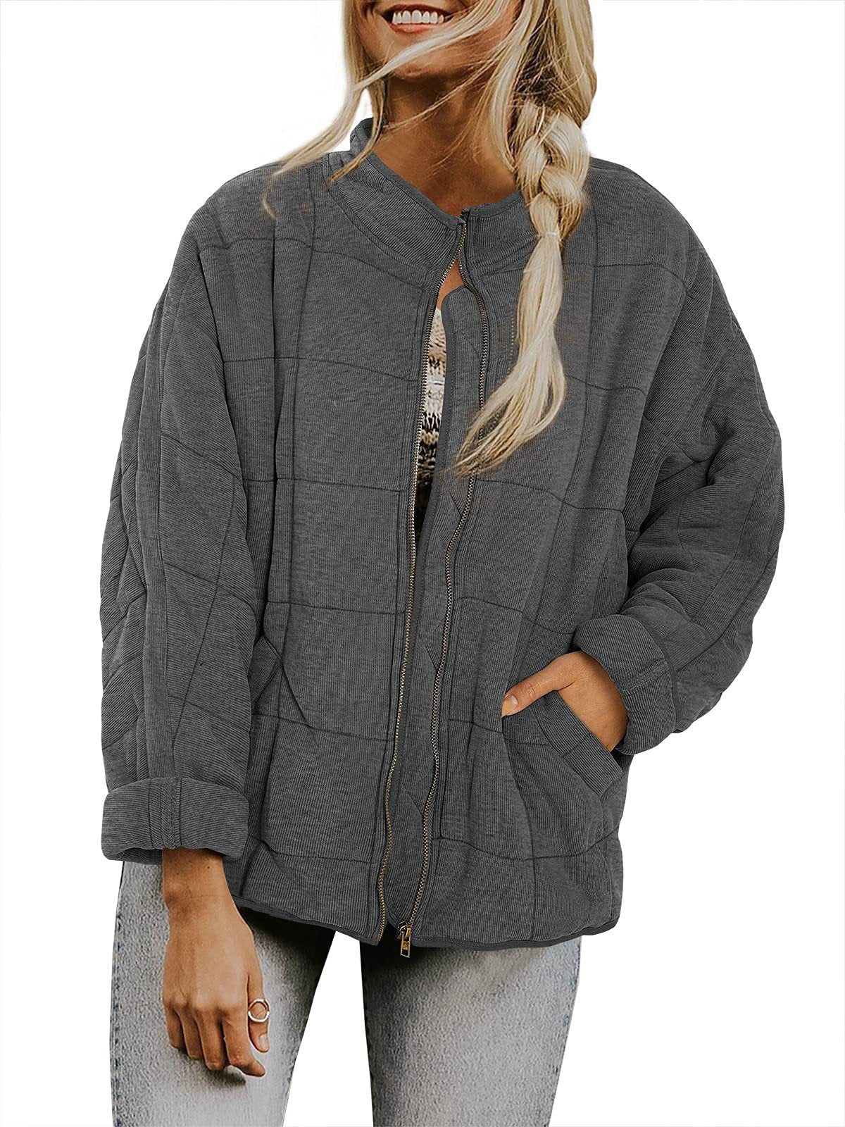 Women's quilted hooded jacket with zipper and pockets NOVAE