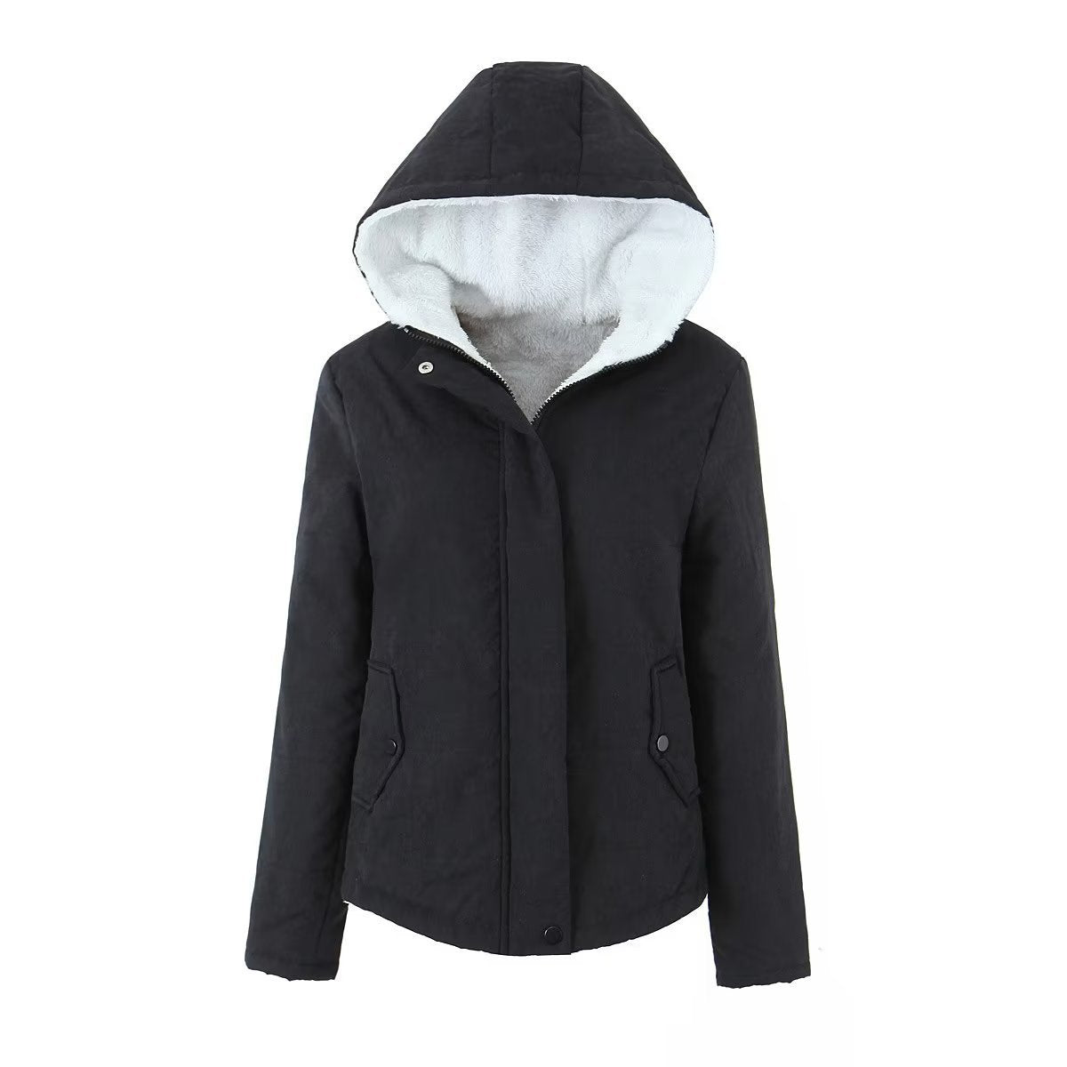 Women's quilted transitional jacket with hood and practical pockets NOVAE