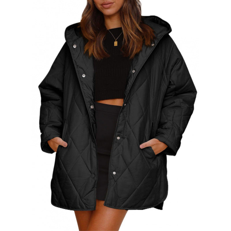 Women's warm quilted jacket with hood NOVAE