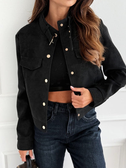Women's elegant jacket in soft suede with button details NOVAE