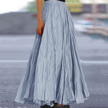 Women's long, flowing skirt with elastic waistband and modern texture NOVAE