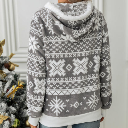 Women's fleece jacket with soft lining and winter pattern NOVAE
