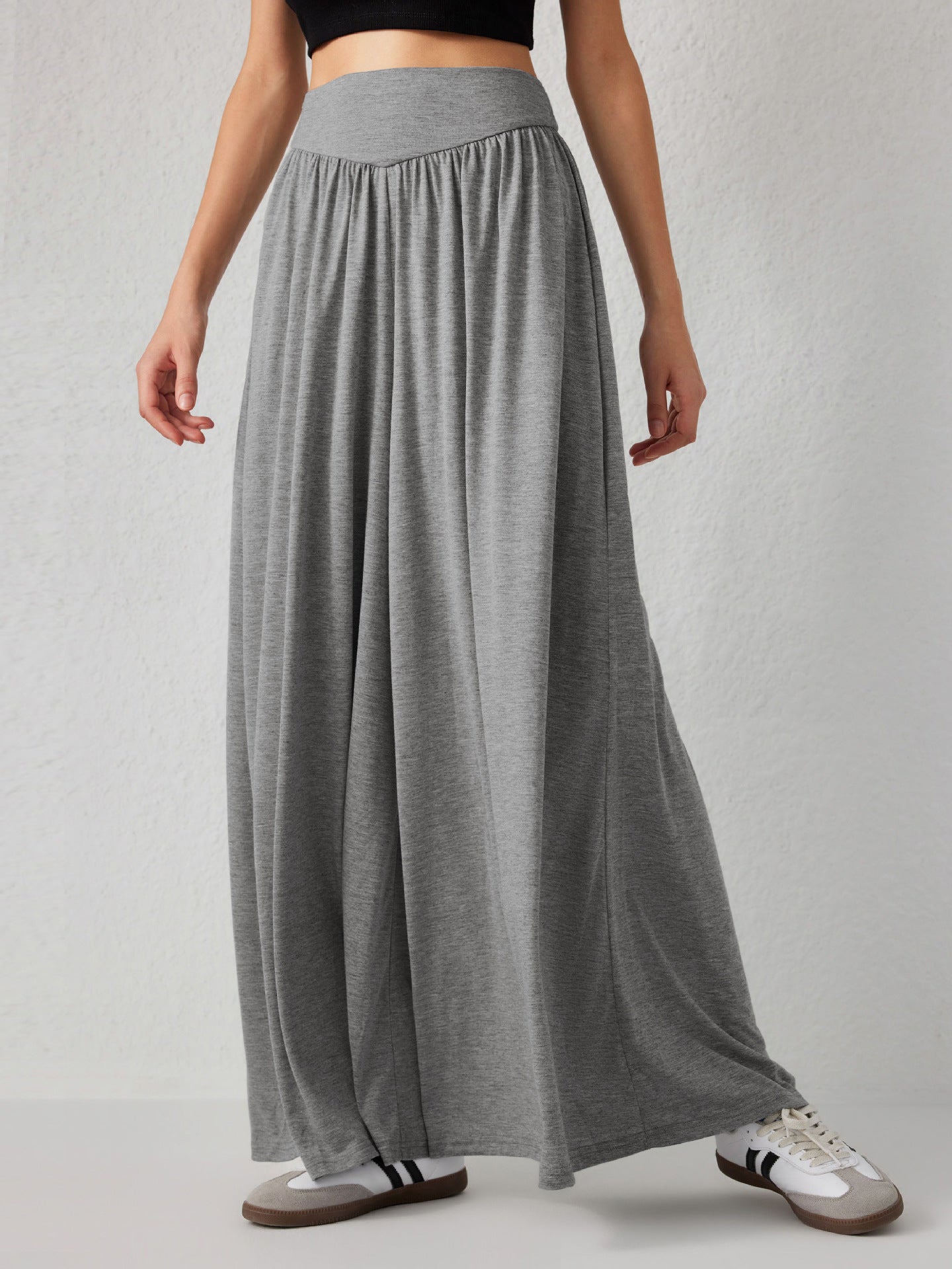 Women's wide-leg jersey trousers with a high waist NOVAE