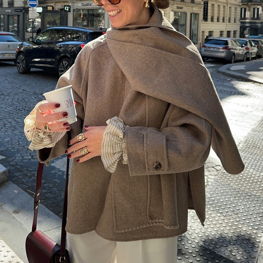 Women's Oversized Wool-Blend Coat with Shawl Collar NOVAE