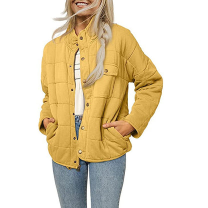 Women's quilted jacket with decorative button NOVAE