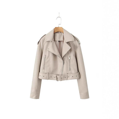 Women's fashionable biker jacket in a minimalist design with practical zip pockets NOVAE