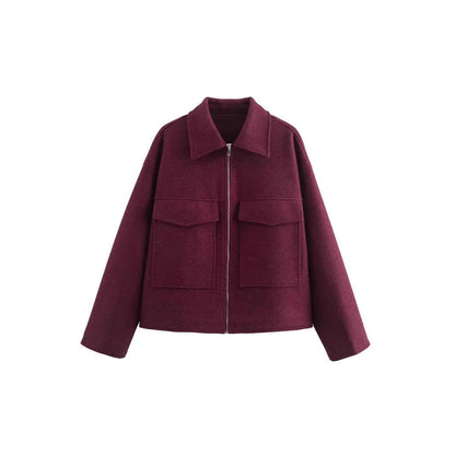 Women's casual jacket with patch pockets and zipper NOVAE