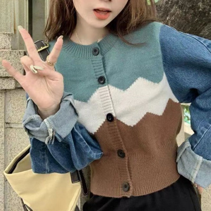 Women's trendy cardigan with modern color accents NOVAE