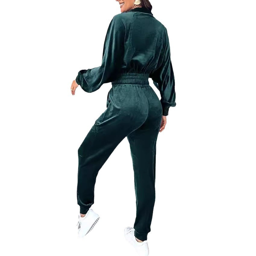 Women's tracksuit with soft velvet and modern cut NOVAE