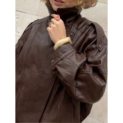Women's trendy leather jacket in urban style NOVAE