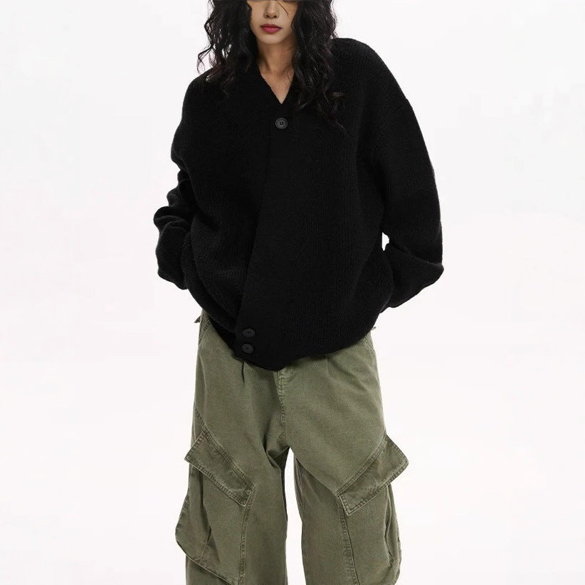 Women's fashionable knit cardigan with trendy lapel NOVAE