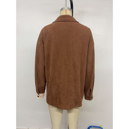 Women's corduroy shirt with a fashionable color block design and sporty character NOVAE