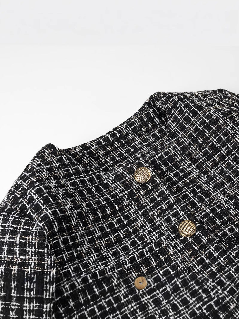 Women's elegant tweed jacket with gold buttons NOVAE