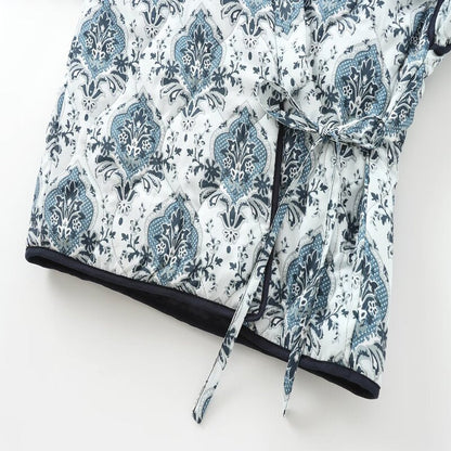 Women's elegant jacquard jacket with tie belt and luxurious pattern NOVAE