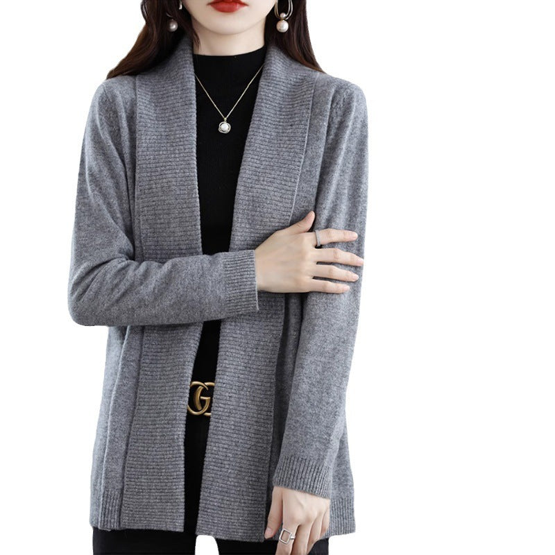 Women's cardigan with elegant ribbed texture and open cut NOVAE