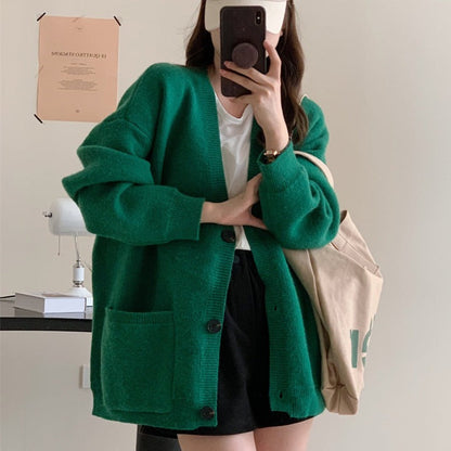 Women's cozy cardigan with wide sleeves and practical pockets NOVAE