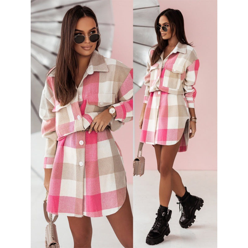 Women's Checked Overshirt Coat NOVAE