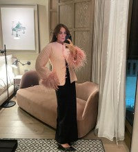 Women's elegant jacket with elaborate fur sleeves NOVAE