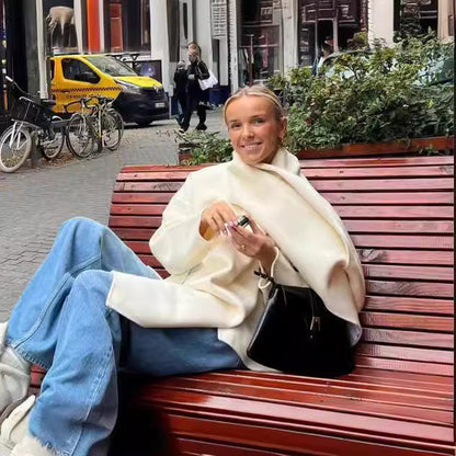 Women's elegant oversized jacket with voluminous collar NOVAE