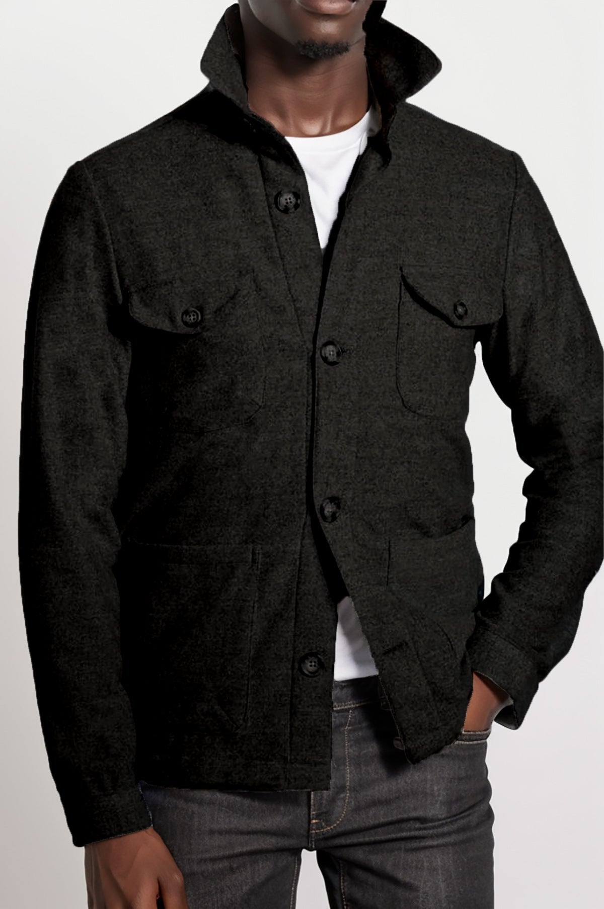 Men's timeless utility jacket with practical pockets and stand-up collar NOVAE