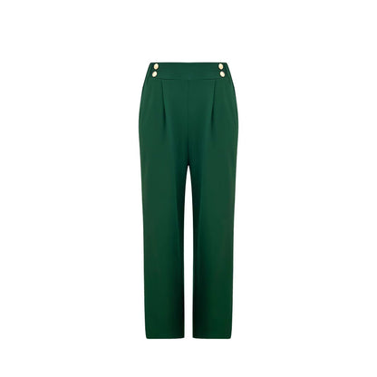 Women's wide-leg high-waisted trousers with elegant button details NOVAE