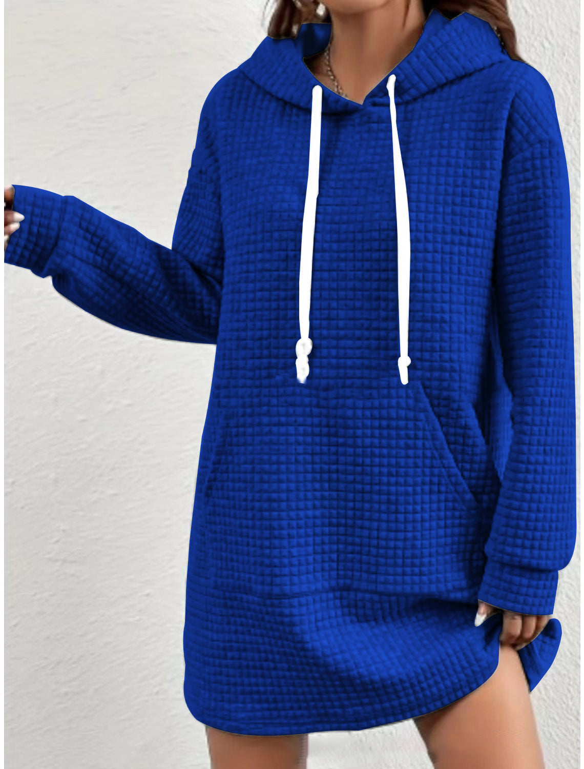 Women's hoodie dress with practical kangaroo pocket and modern knit design NOVAE