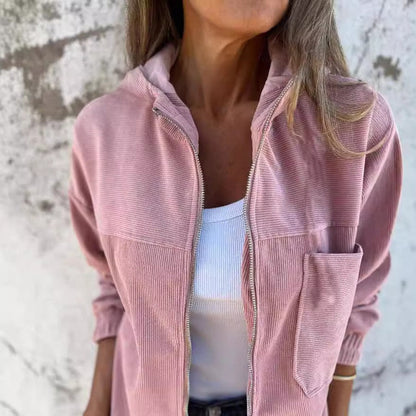 Women's casual corduroy jacket with practical pockets and elegant zipper NOVAE