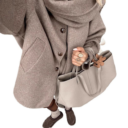 Women's Oversized Wool-Blend Coat with Shawl Collar NOVAE