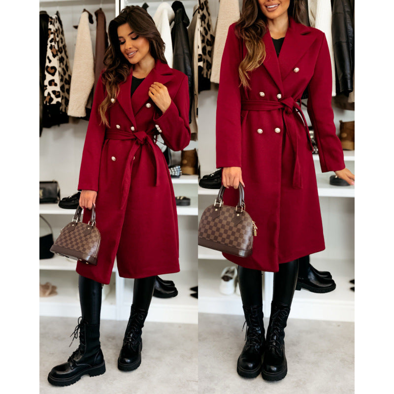 Women's Elegant Trench Coat with Asymmetrical Cut and Belt NOVAE