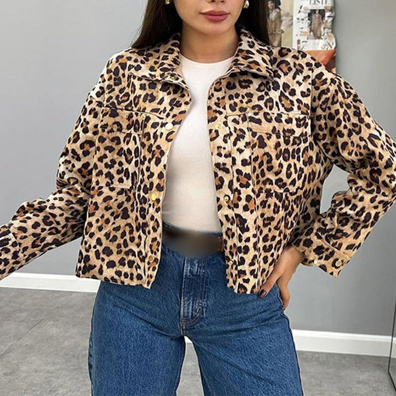 Women's fashionable jacket in leopard print design NOVAE