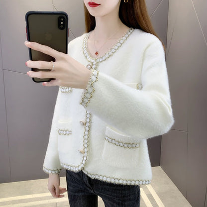 Women's Elegant and luxurious cardigan with pearl embellishments NOVAE