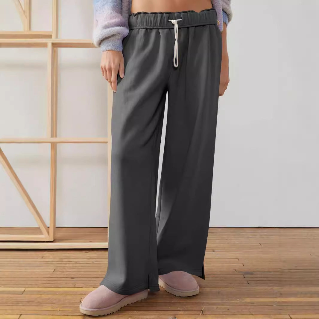 Women's wide-leg leisure trousers with elasticated waistband and drawstring NOVAE