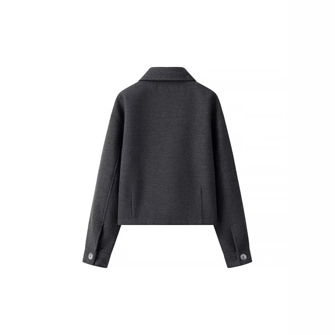 Women's casual cropped jacket with practical pockets and modern zipper NOVAE