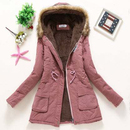 Women's quilted parka jacket with hood and faux fur lining NOVAE
