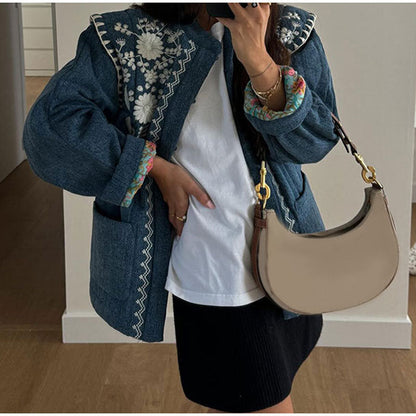 Women's lightweight embroidered transitional jacket with practical pockets NOVAE