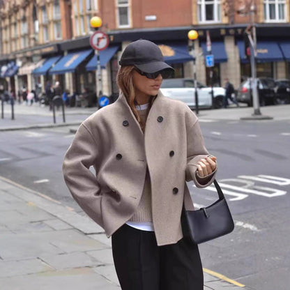 Women's lined boucle jacket with double button placket NOVAE