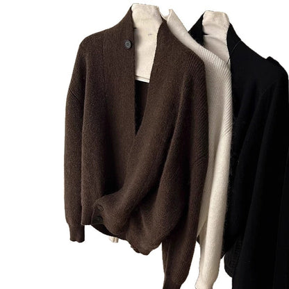 Women's fashionable knit cardigan with trendy lapel NOVAE