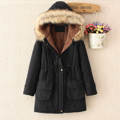 Women's lined parka jacket with detachable faux fur collar and practical pockets NOVAE